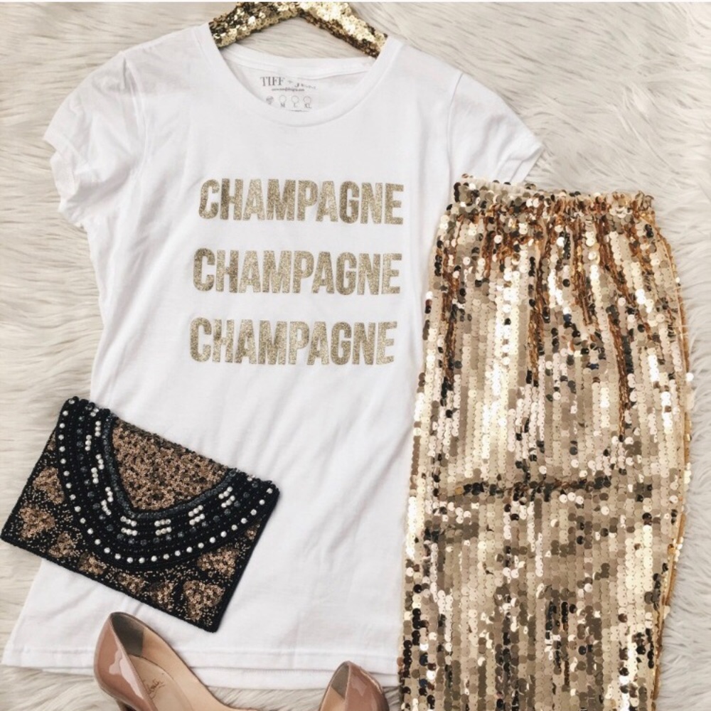 Glitter Champagne tee